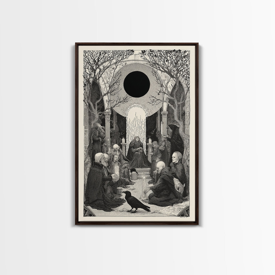 The Eclipse Summoning, Victorian Macabre Art, Vertical Wall Art, Gothic Horror Wall Art, Canvas Print, Halloween Wall Art
