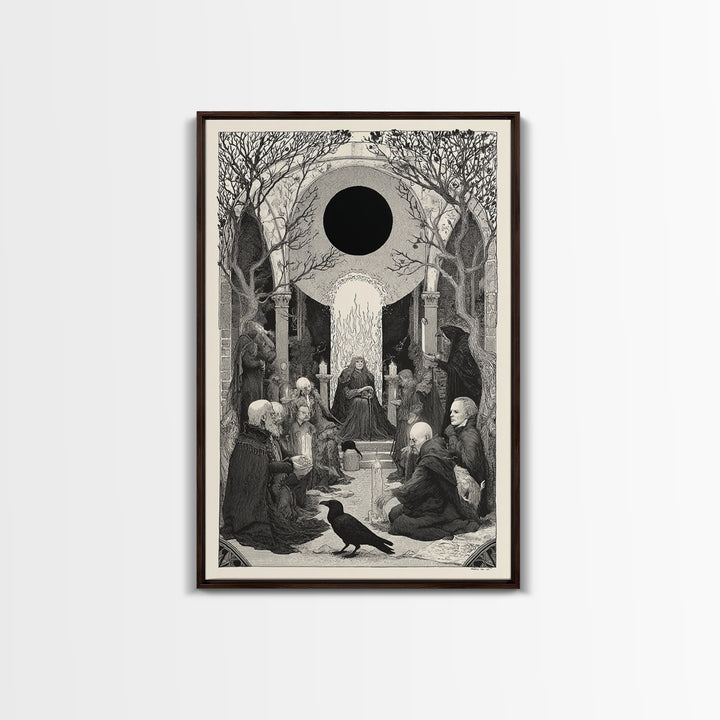 The Eclipse Summoning, Victorian Macabre Art, Vertical Wall Art, Gothic Horror Wall Art, Canvas Print, Halloween Wall Art