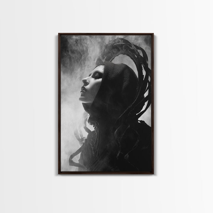 The Eclipse Summoning, Biomechanical Horror Art, Vertical Wall Art, Gothic Horror Wall Art, Canvas Print, Halloween Wall Art
