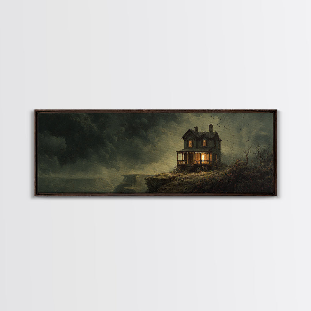 The Last House At The World'S Edge, Medieval Grotesque Art, Extra Wide Wall Art, Macabre Wall Art, Framed Canvas Print