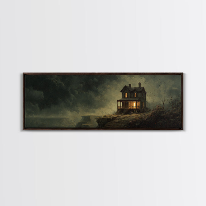 The Last House At The World'S Edge, Medieval Grotesque Art, Extra Wide Wall Art, Macabre Wall Art, Framed Canvas Print