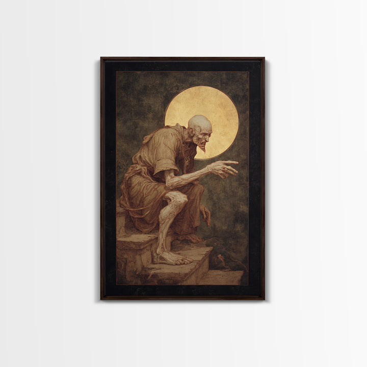 The Last House At The World'S Edge, Dark Renaissance Art, Vertical Wall Art, Dark Halloween Decor, Framed Canvas Print