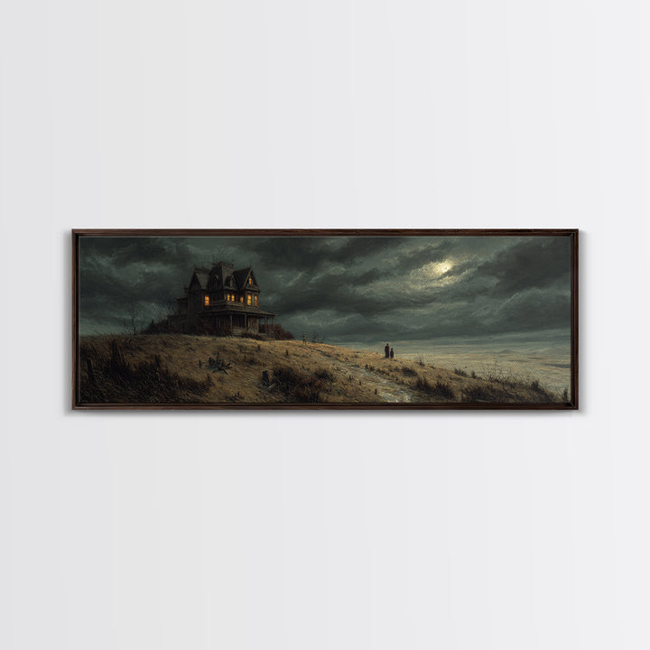 The Last House At The World'S Edge, Danse Macabre Art, Extra Wide Wall Art, Dark Halloween Decor, Canvas Print
