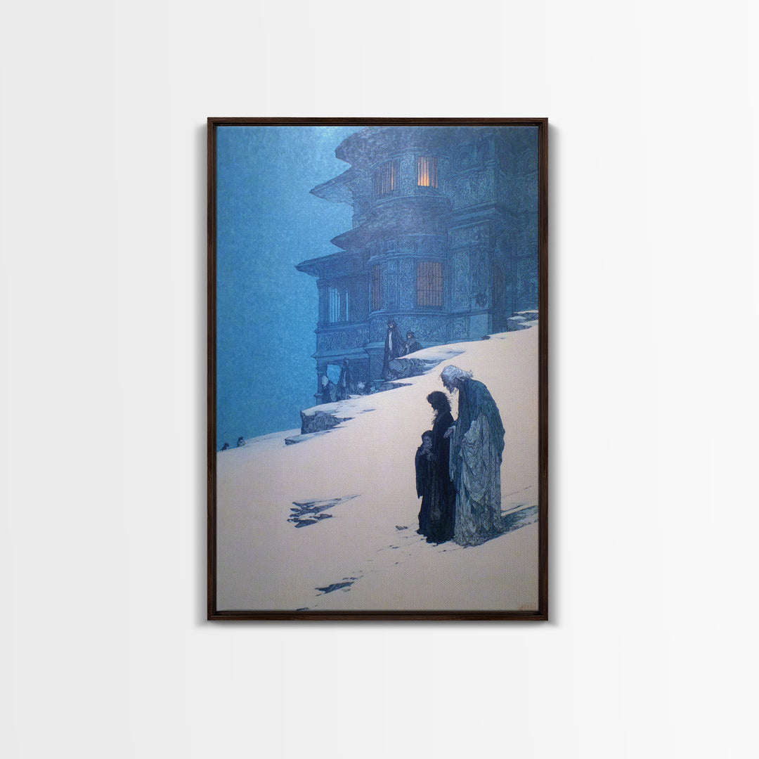 The Last House At The World'S Edge, Symbolist Death Art, Vertical Wall Art, Gothic Horror Wall Art, Framed Canvas Print