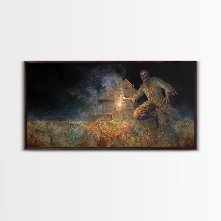 The Last House At The World'S Edge, Grotesque Carnival Art, Wide Panoramic Art, Macabre Wall Art, Canvas Print, Halloween Wall Art