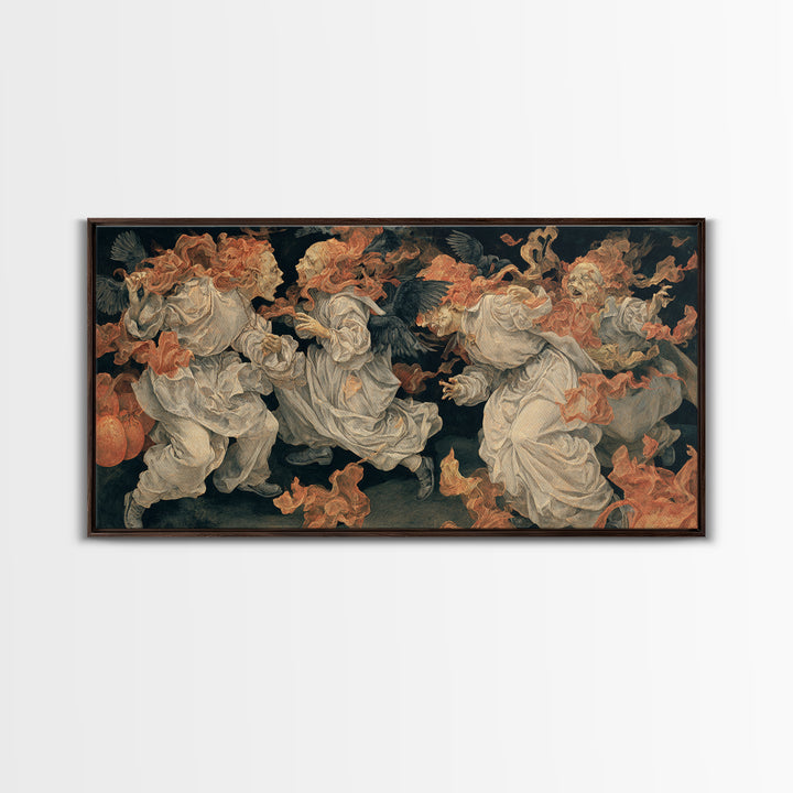Halloween On Another Planet, Dark Renaissance Art, Wide Panoramic Art, Dark Halloween Decor, Canvas Print, Halloween Wall Art