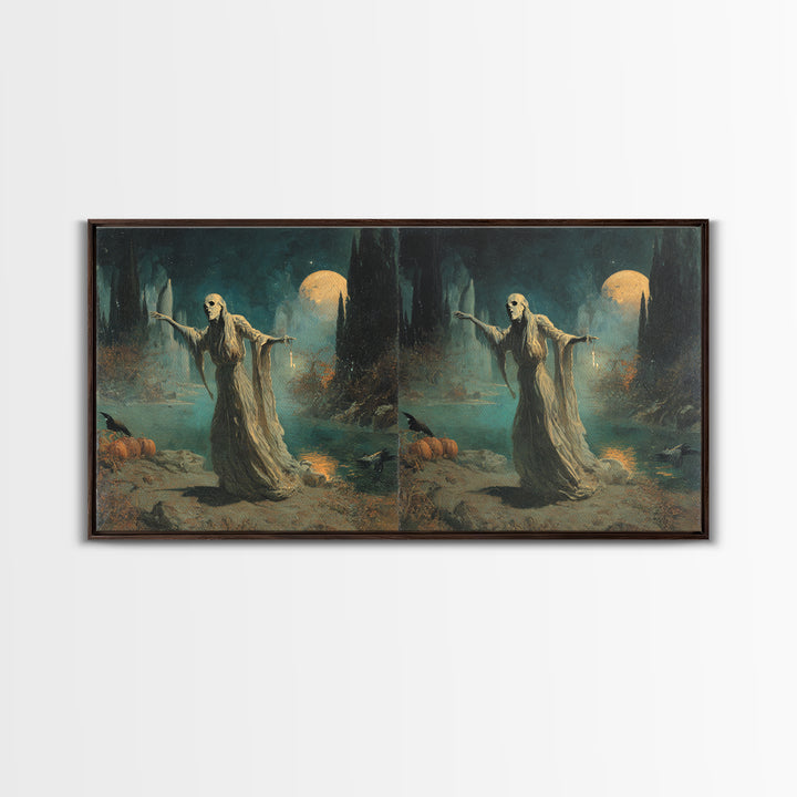 Halloween On Another Planet, Symbolist Gothic Landscape, Wide Panoramic Art, Dark Fantasy Wall Art, Canvas Print, Halloween Wall Art