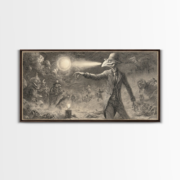Halloween On Another Planet, Expressionist Nightmare Art, Wide Panoramic Art, Gothic Horror Wall Art, Canvas Print, Halloween Wall Art