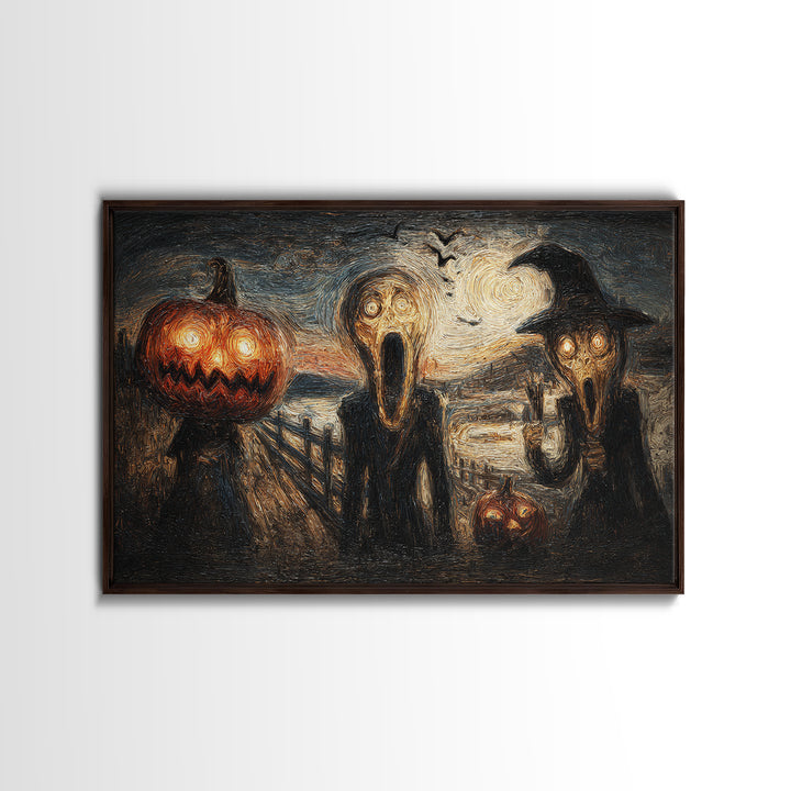 Halloween On Another Planet, Expressionist Gothic Art, Landscape Wall Art, Gothic Horror Wall Art, Framed Canvas Print, Halloween Wall Art