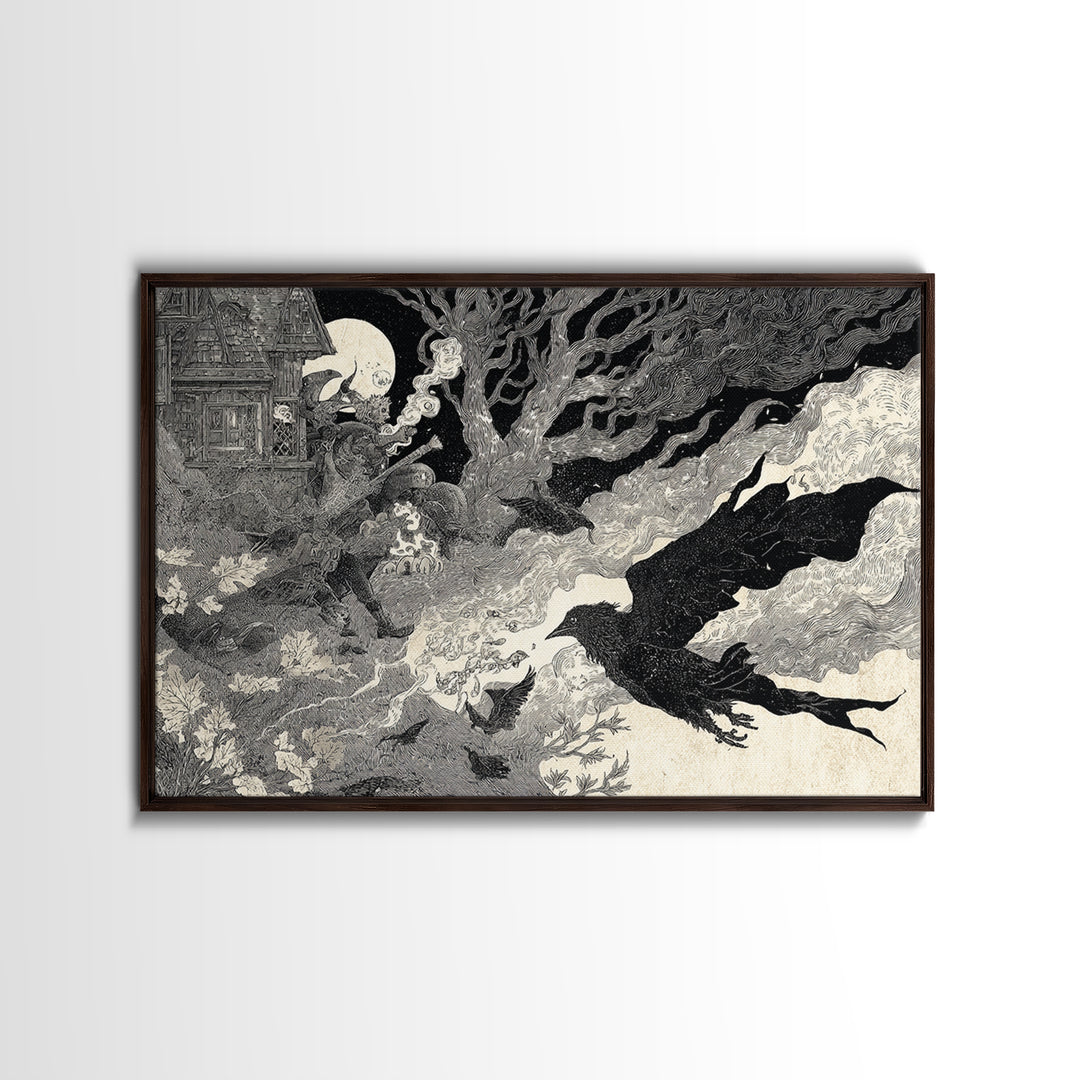 Halloween On Another Planet, Victorian Macabre Art, Landscape Wall Art, Macabre Wall Art, Framed Canvas Print, Halloween Wall Art