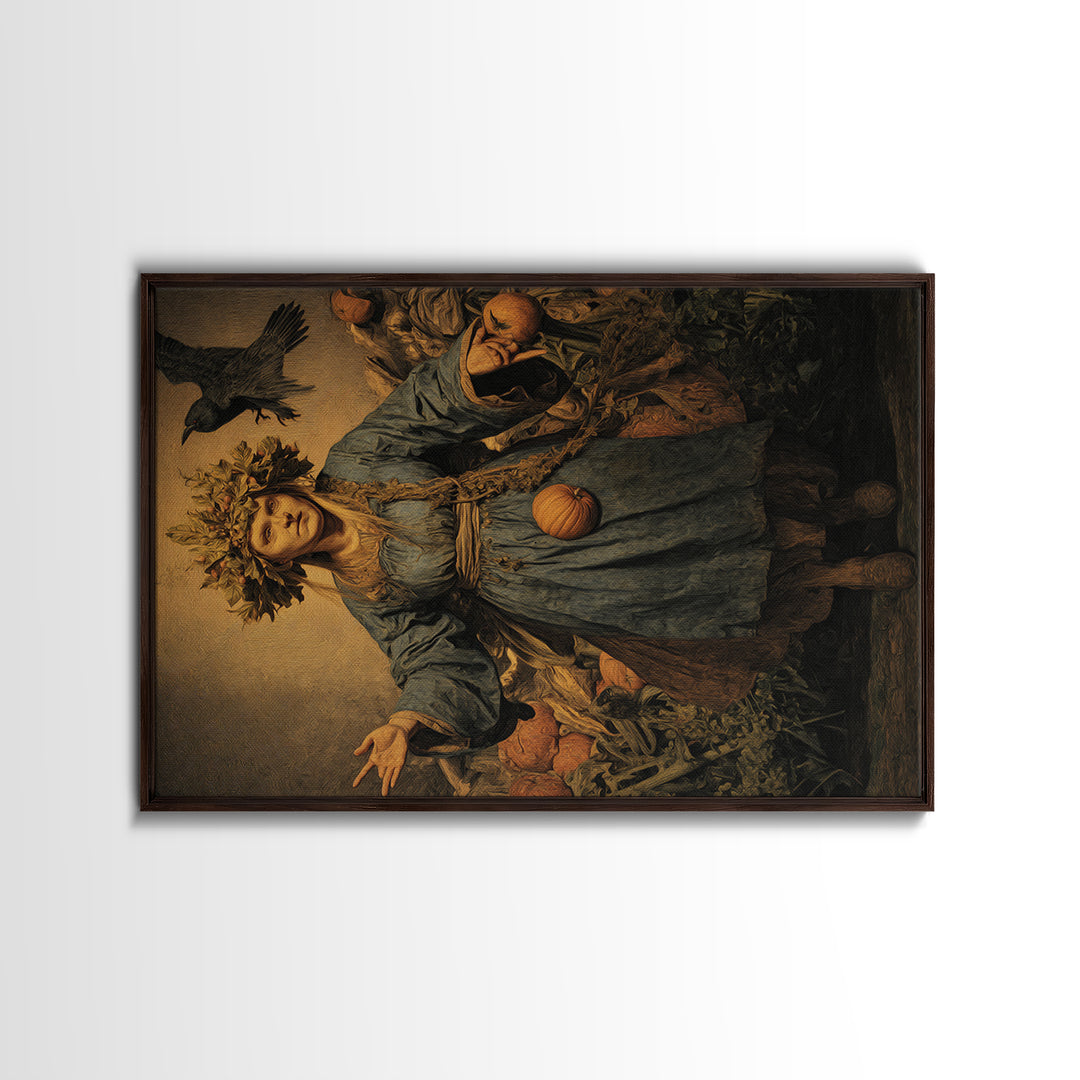 The Personification Of October, Medieval Grotesque Art, Landscape Wall Art, Gothic Horror Wall Art, Framed Canvas Print