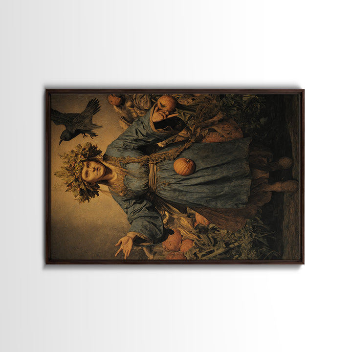 The Personification Of October, Medieval Grotesque Art, Landscape Wall Art, Gothic Horror Wall Art, Framed Canvas Print