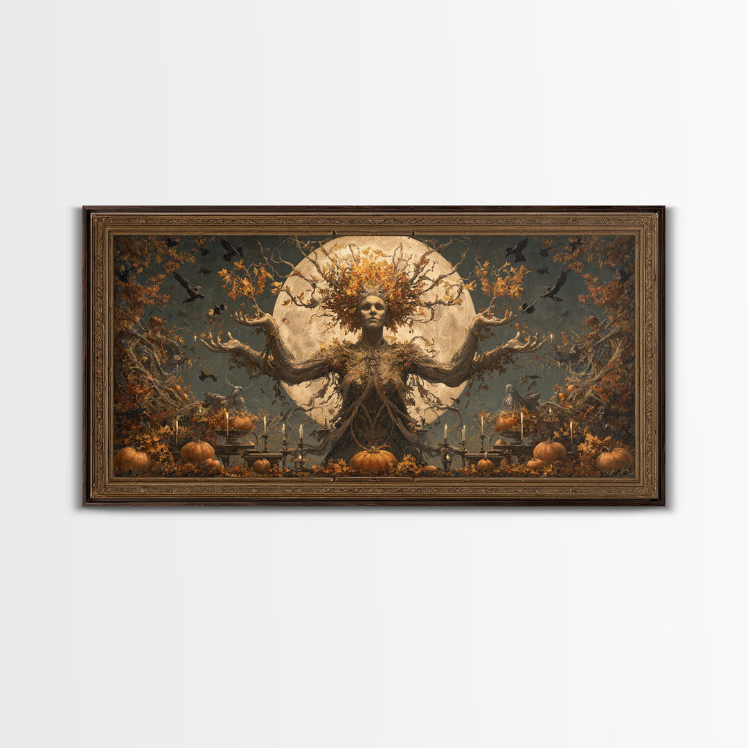 The Personification Of October, Apocalyptic Romantic Art, Wide Panoramic Art, Gothic Horror Wall Art, Canvas Print, Halloween Wall Art