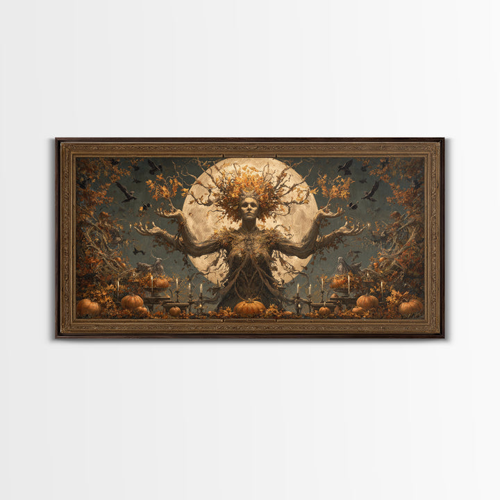 The Personification Of October, Apocalyptic Romantic Art, Wide Panoramic Art, Gothic Horror Wall Art, Canvas Print, Halloween Wall Art