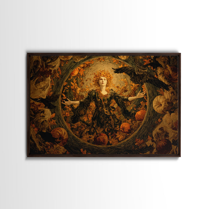 The Personification Of October, Expressionist Gothic Art, Landscape Wall Art, Dark Halloween Decor, Framed Canvas Print, Halloween Wall Art