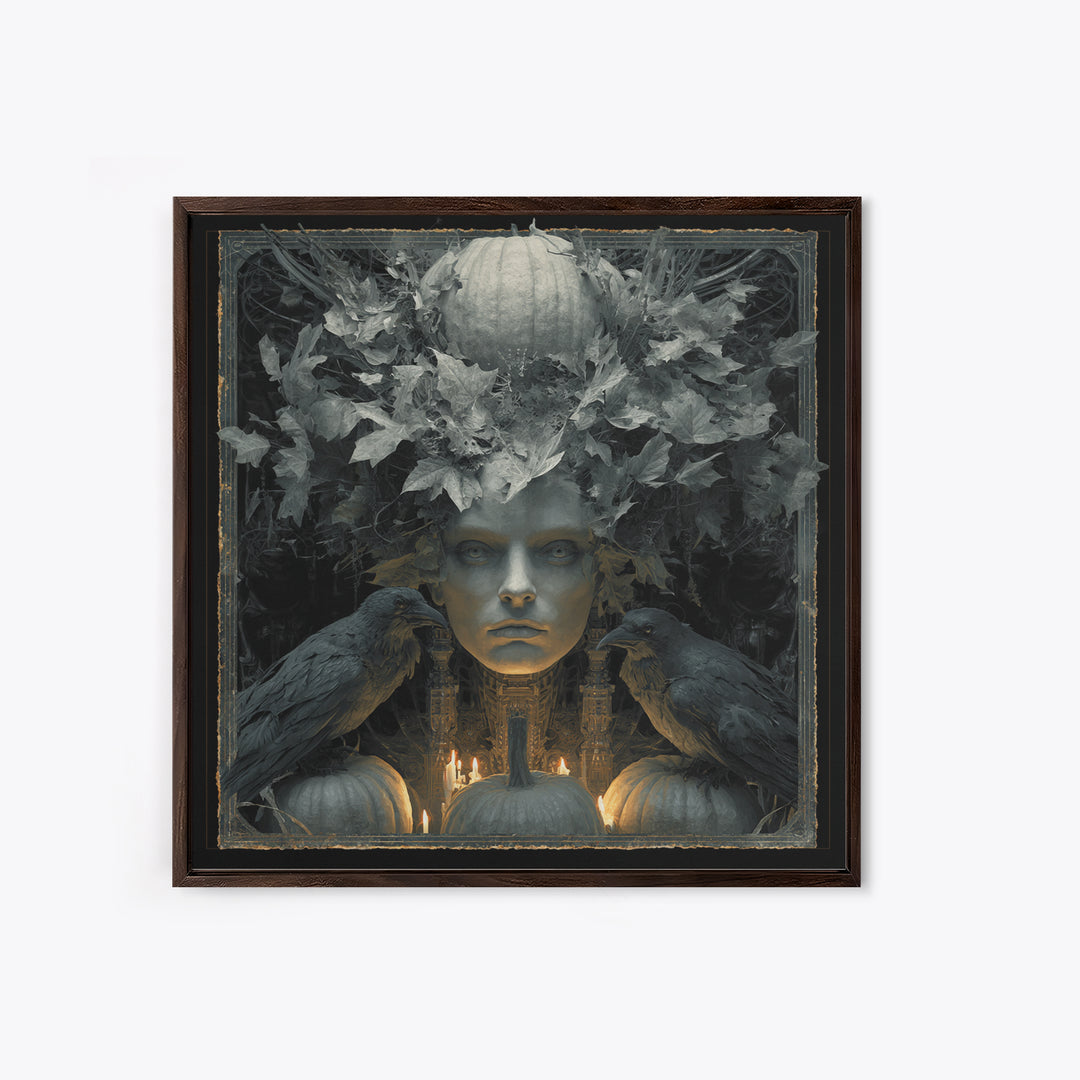 The Personification Of October, Biomechanical Horror Art, Square Wall Art, Dark Halloween Decor, Canvas Print, Halloween Wall Art