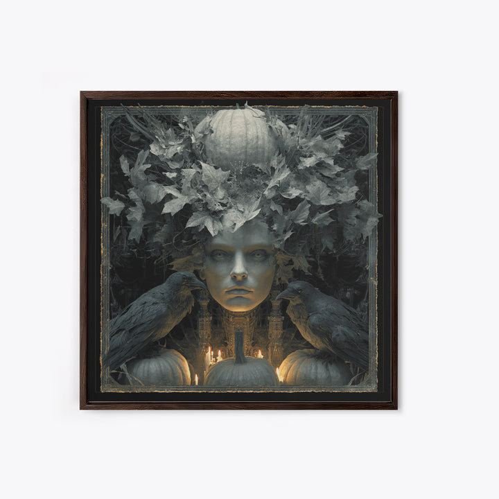 The Personification Of October, Biomechanical Horror Art, Square Wall Art, Dark Halloween Decor, Canvas Print, Halloween Wall Art