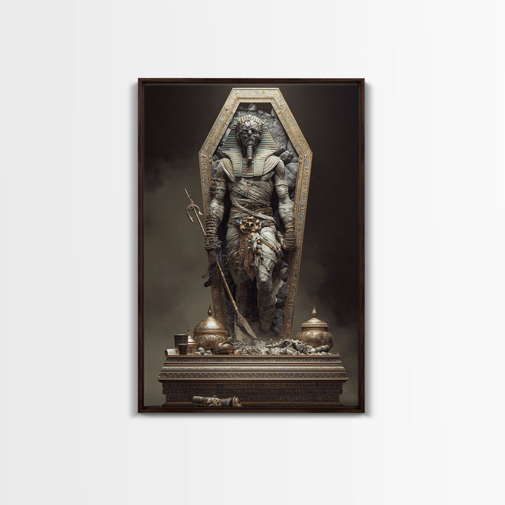 The Pharaoh Of Dustbound Silence, Gothic Engraving Art, Vertical Wall Art, Gothic Horror Wall Art, Canvas Print, Halloween Wall Art