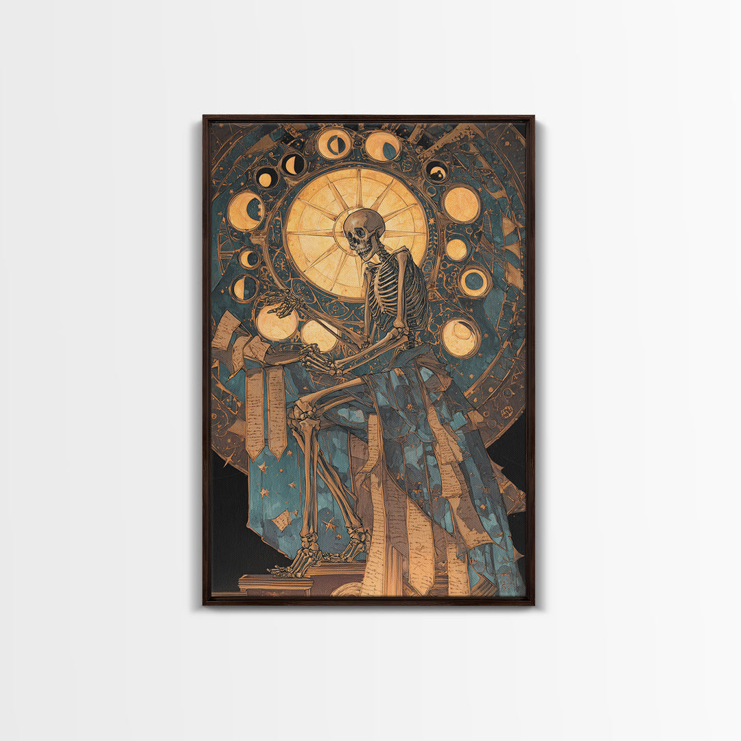 The Astronomer Of The Hollow Sky, Stained Glass Gothic Art, Vertical Wall Art, Dark Halloween Decor, Framed Canvas Print