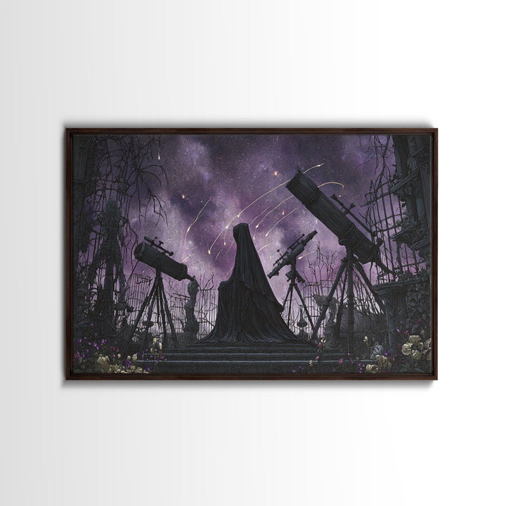 The Widow Of The Whispering Comet, Expressionist Nightmare Art, Landscape Wall Art, Macabre Wall Art, Canvas Print, Halloween Wall Art