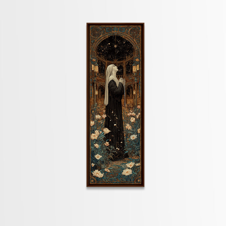 The Nun Of The Endless Constellation, Stained Glass Gothic Art, Tall Narrow Wall Art, Gothic Horror Wall Art, Canvas Print