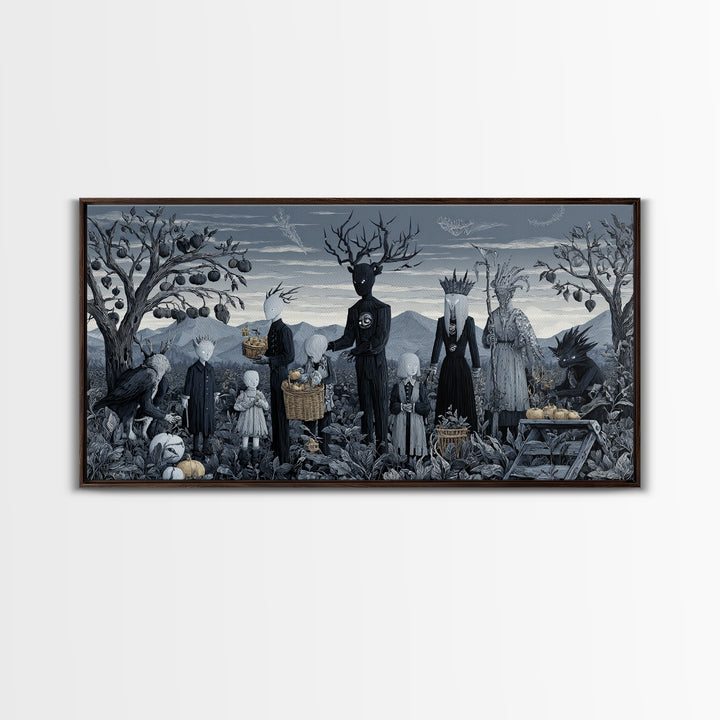 The Children Of The Star Orchard, Symbolist Dream Art, Wide Panoramic Art, Macabre Wall Art, Canvas Print, Halloween Wall Art