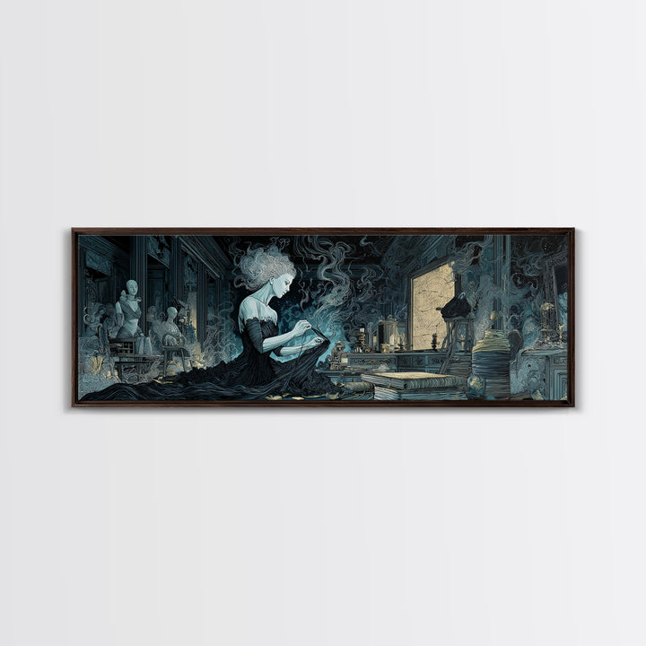 The Seamstress Of Living Nebulae, Expressionist Nightmare Art, Extra Wide Wall Art, Eldritch Wall Decor, Framed Canvas Print