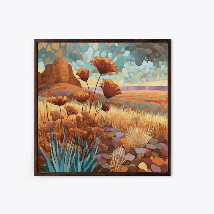 Desert Wildflowers After Spring Rain Framed Canvas Print, Desert Art, Wall Art Prints, Southwestern Decor, Fine Art, Desert, DES-1x1-28