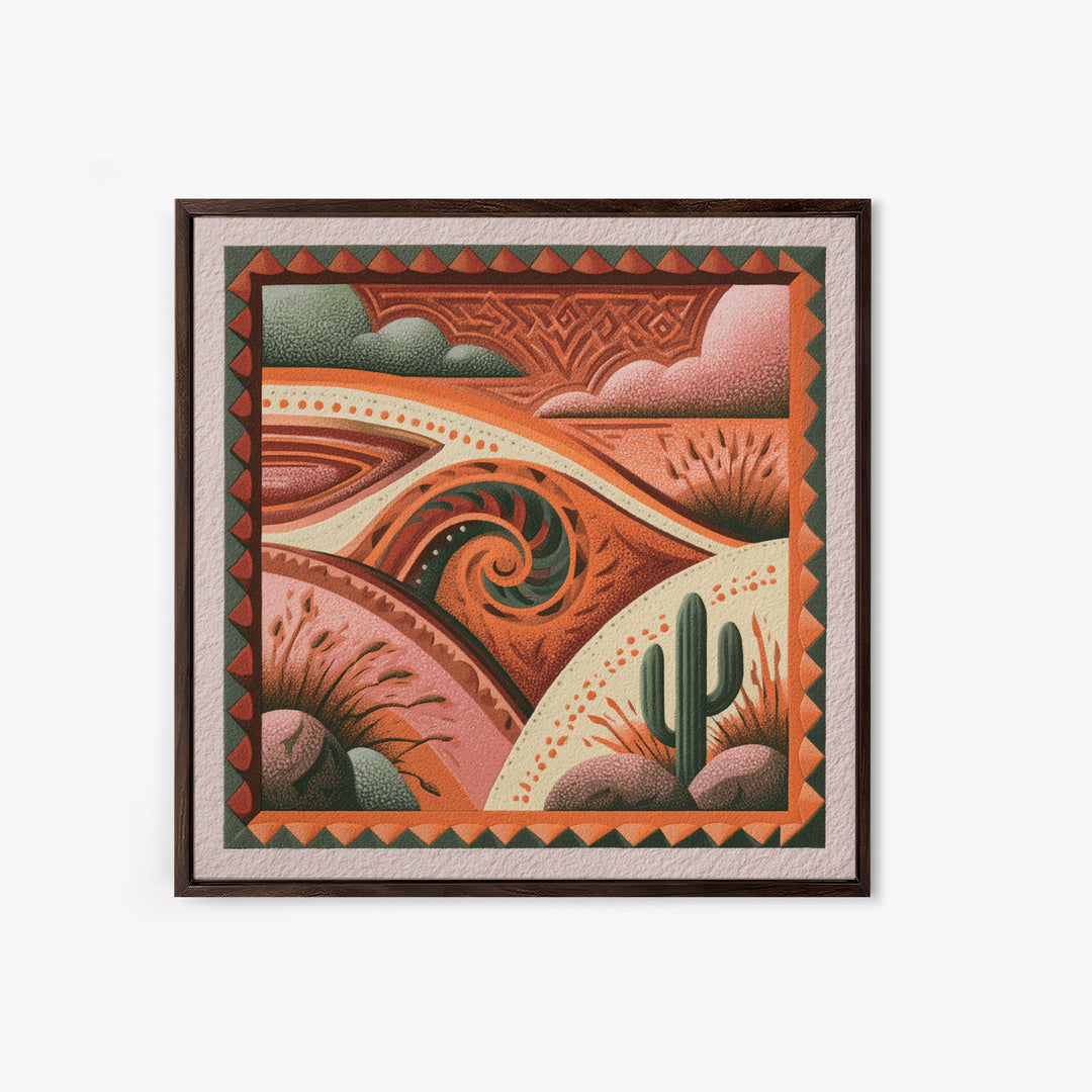 Wind Carved Dune Patterns from Above Framed Canvas Print, Desert Art, Boho, Southwestern Decor, Watercolor Art, Desert, DES-1x1-44
