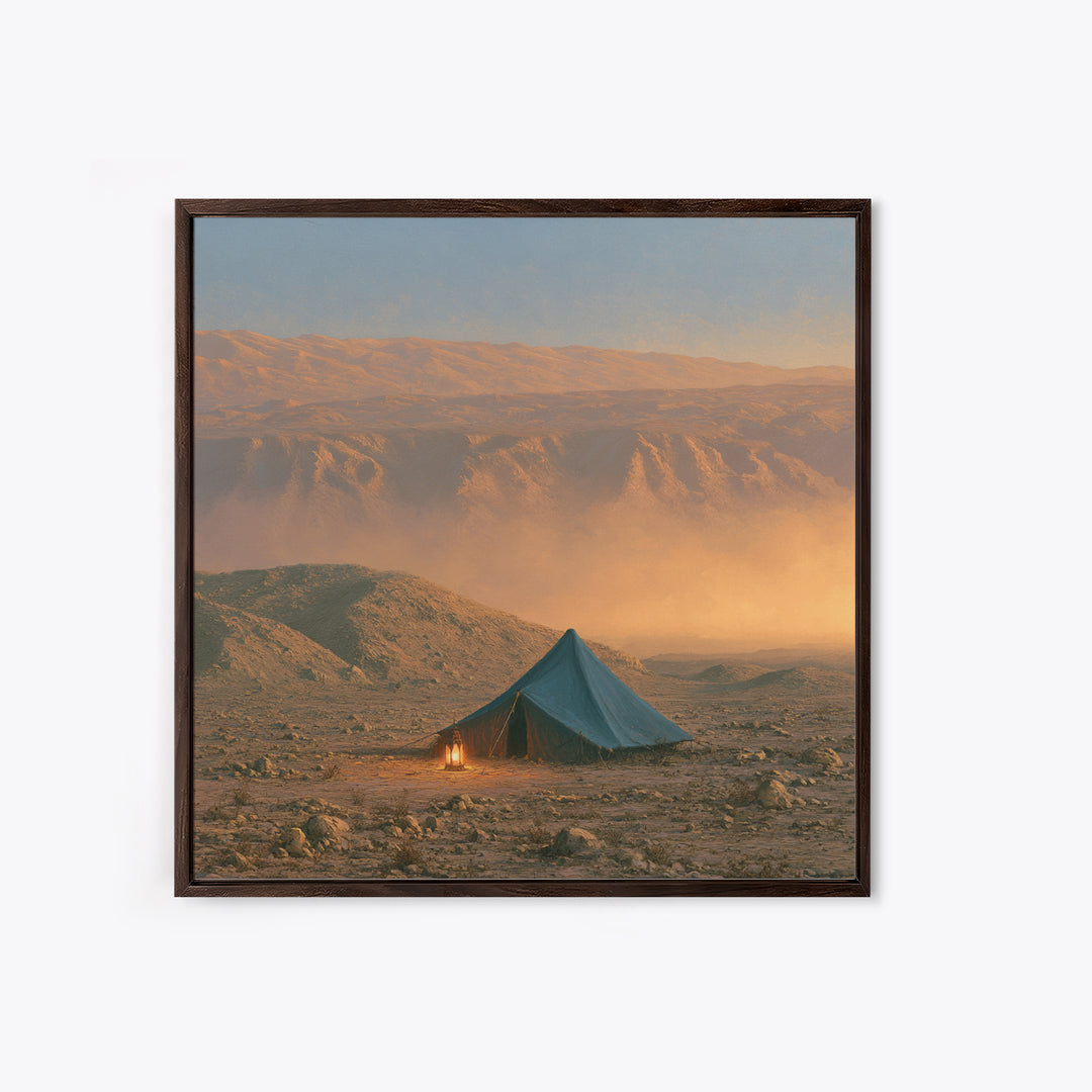 Moroccan Desert Tent Framed Canvas Print, Desert Art, Textured Painting, Southwestern Decor, Oil Painting, Desert, DES-1x1-83