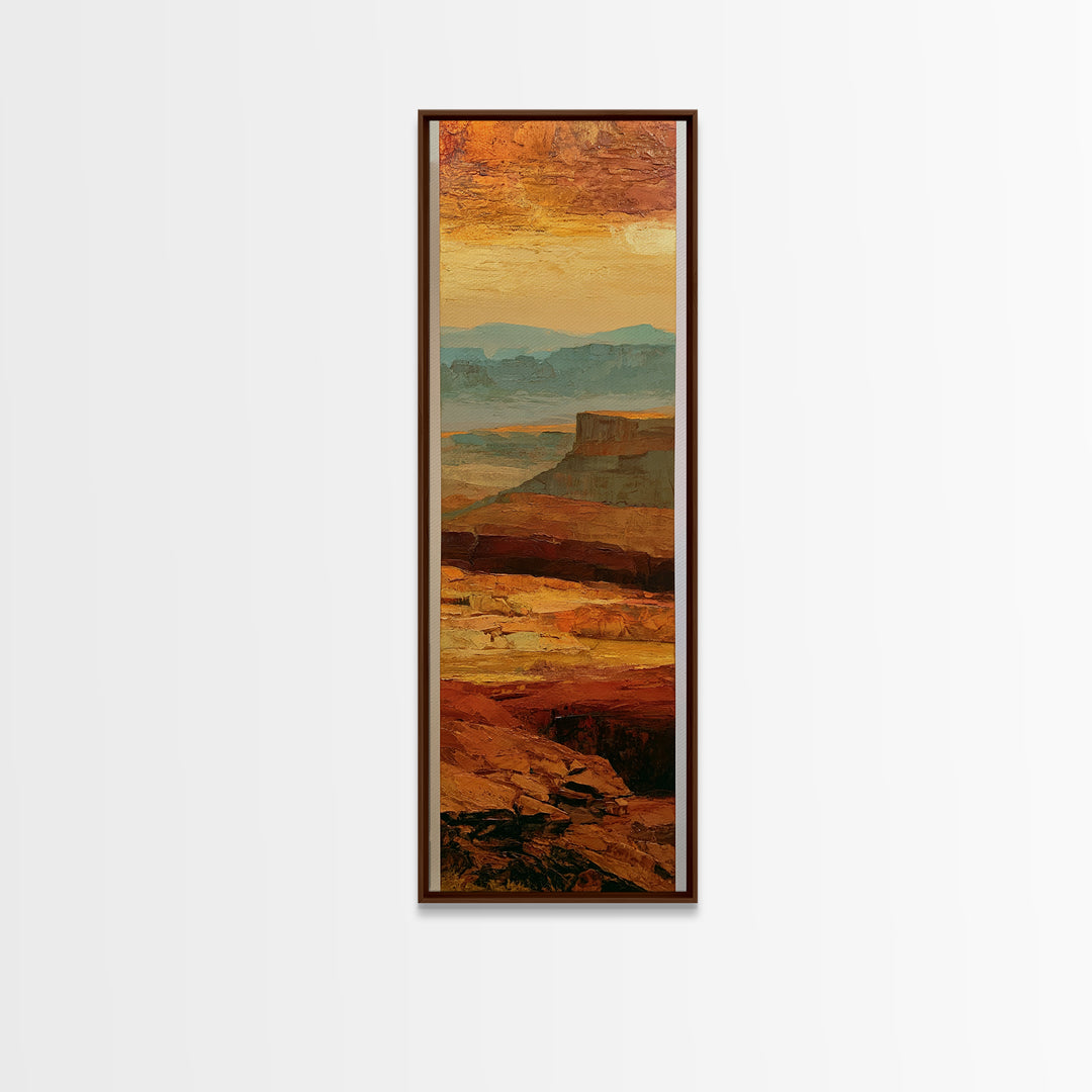 Abstract Mesa Landscape Framed Canvas Print, Desert Art, Western Wall Art, Southwestern Decor, Desert, Statement Artwork, DES-1x3-15