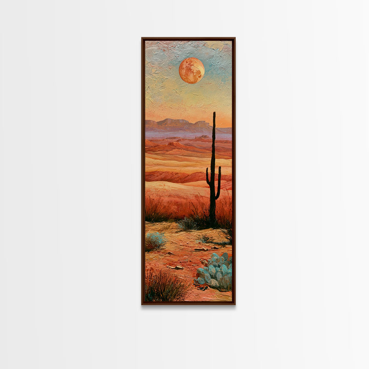 Desert Moon over Rolling Sand Canvas Print, Desert Art, Neutral Decor, Southwestern Decor, Oil Painting, Desert, Wall Decor, DES-1x3-22