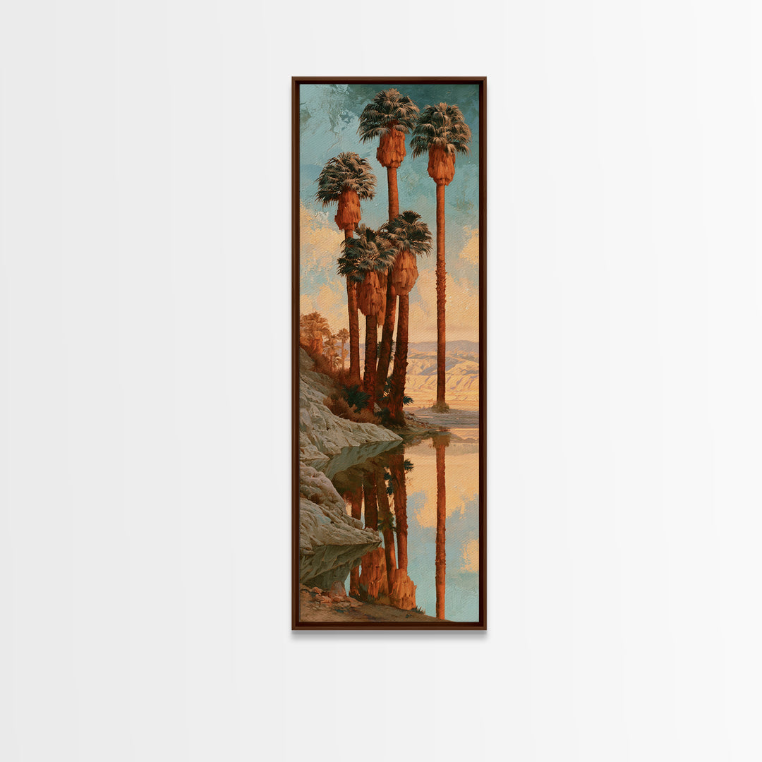 Palm Oasis Reflected Canvas Print, Desert Art, Landscape Art, Southwestern Decor, Fine Art, Desert, Art Print, DES-1x3-27