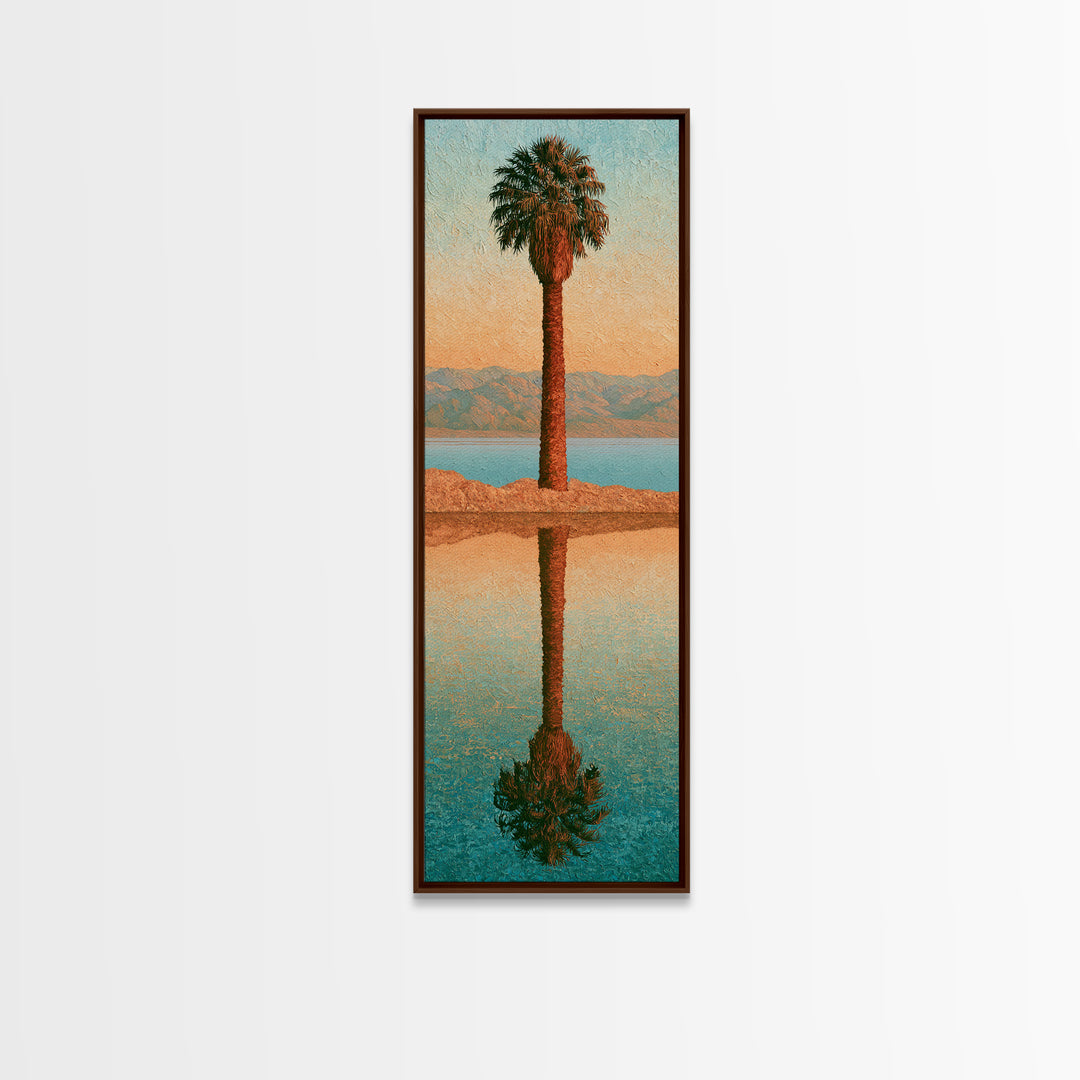 Palm Oasis Reflected Framed Canvas Print, Desert Art, Boho Decor, Southwestern Decor, Fine Art, Desert, Neutral Decor, DES-1x3-3
