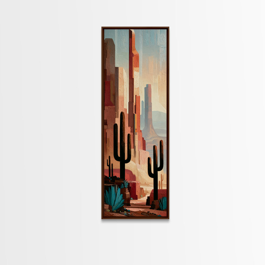 Terracotta and Cream Geometric Landscape Framed Canvas Print, Desert Art, Fine Art Print, Southwestern Decor, Fine Art, Desert, DES-1x3-30