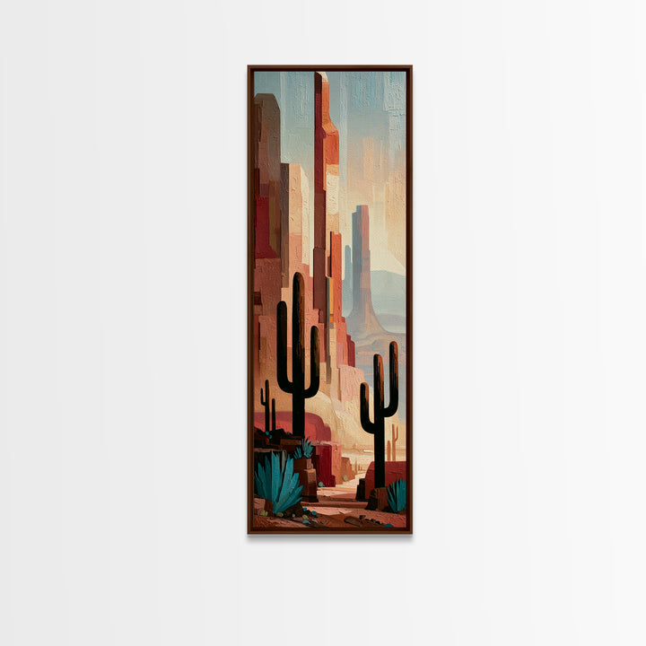 Terracotta and Cream Geometric Landscape Framed Canvas Print, Desert Art, Fine Art Print, Southwestern Decor, Fine Art, Desert, DES-1x3-30