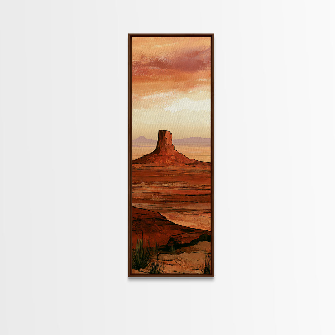 Abstract Mesa Landscape Canvas Print, Desert Art, Digital Download Art, Southwestern Decor, Oil Painting, Desert, DES-1x3-39