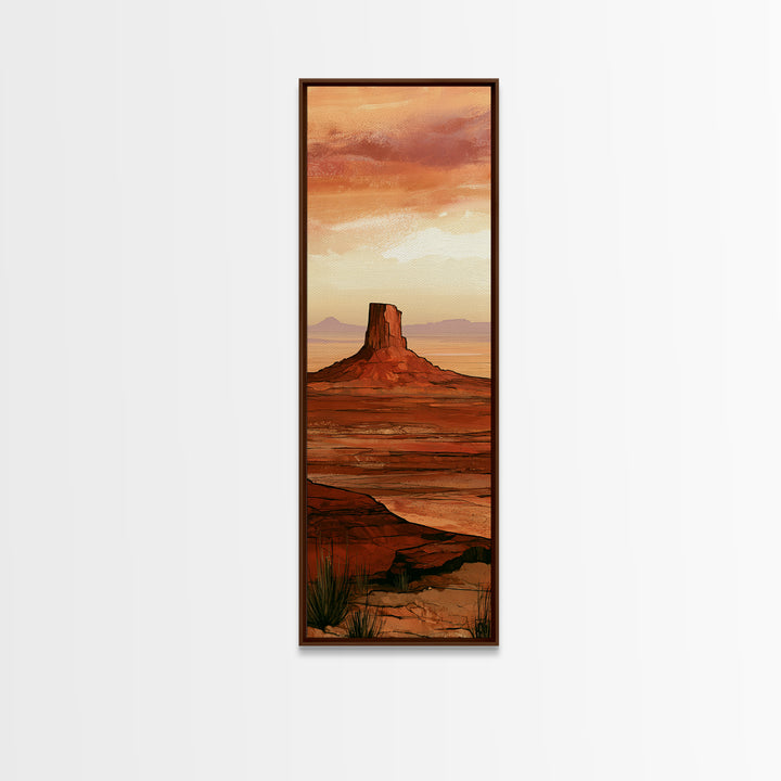 Abstract Mesa Landscape Canvas Print, Desert Art, Digital Download Art, Southwestern Decor, Oil Painting, Desert, DES-1x3-39