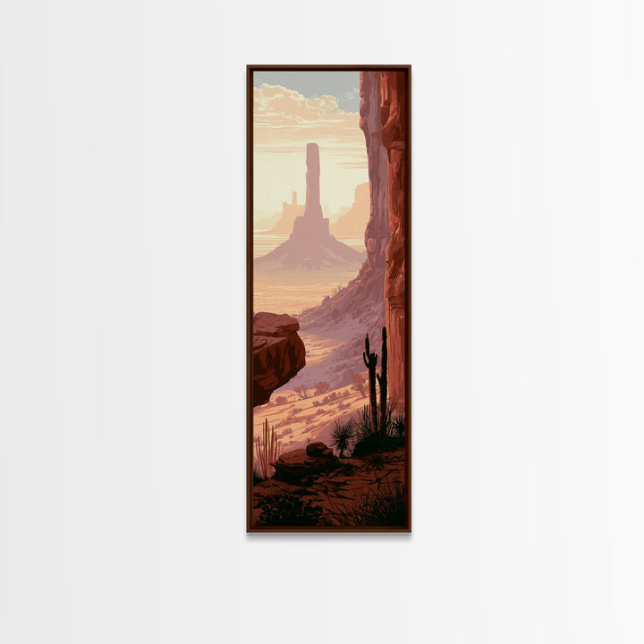 Monument Valley Silhouette Framed Canvas Print, Desert Art, Original Painting, Southwestern Decor, Desert, Bedroom Wall Art, DES-1x3-45