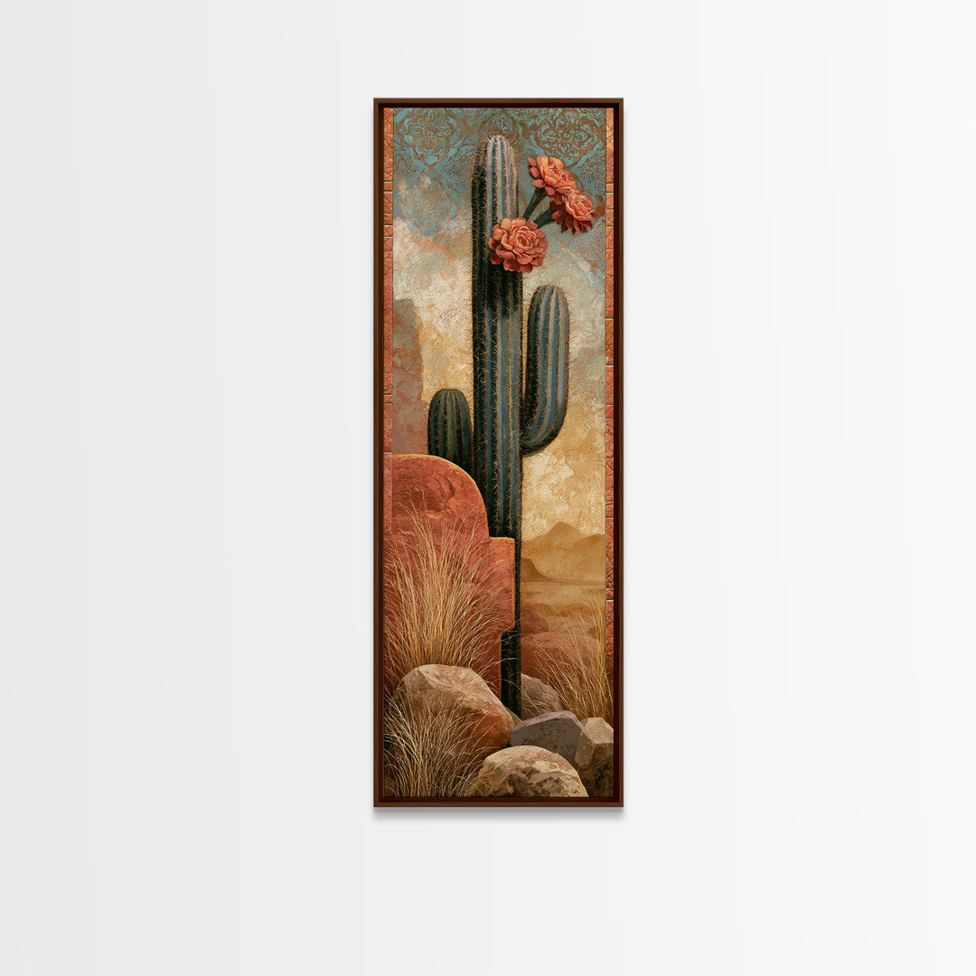 Cactus Botanical Plate Canvas Print, Desert Art, Digital Download Art, Southwestern Decor, Watercolor Art, Desert, DES-1x3-68