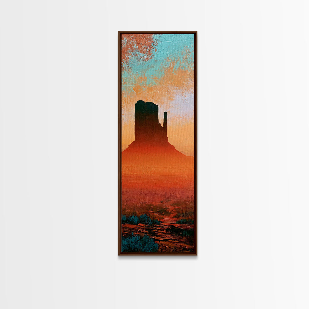 Monument Valley Silhouette Framed Canvas Print, Desert Art, Original Painting, Southwestern Decor, Desert, Bedroom Wall Art, DES-1x3-69