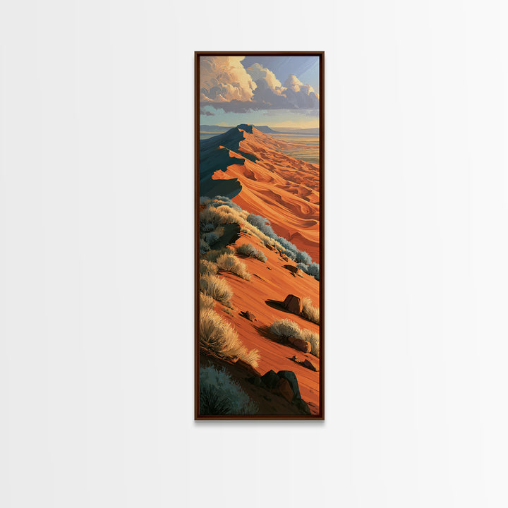 Wind Carved Dune Patterns from Above Framed Canvas Print, Desert Art, Gallery Decor, Southwestern Decor, Oil Painting, Desert, DES-1x3-80