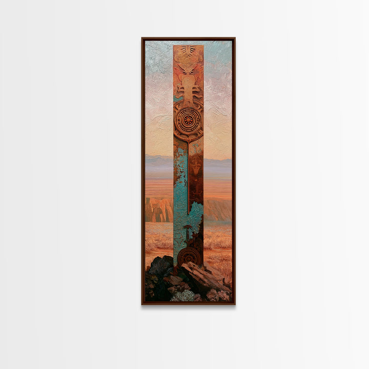 Ancient Desert Petroglyph Design Canvas Print, Desert Art, Digital Download Art, Southwestern Decor, Watercolor Art, Desert, DES-1x3-81