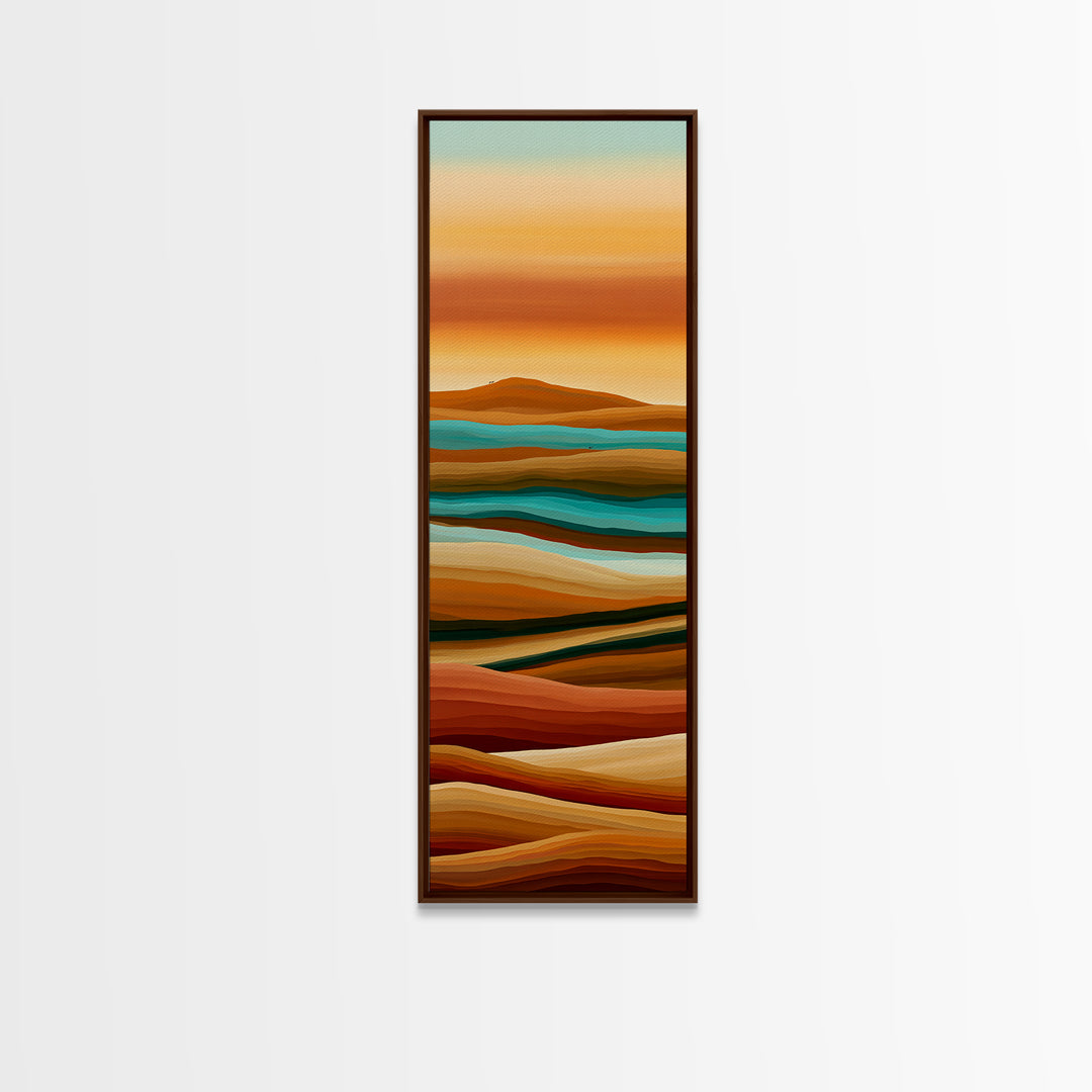 Camel Caravan Crossing Golden Dunes Framed Canvas Print, Desert Art, Digital Prints, Southwestern Decor, Fine Art, Desert, DES-1x3-91