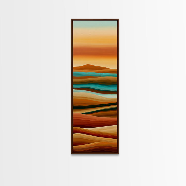 Camel Caravan Crossing Golden Dunes Framed Canvas Print, Desert Art, Digital Prints, Southwestern Decor, Fine Art, Desert, DES-1x3-91