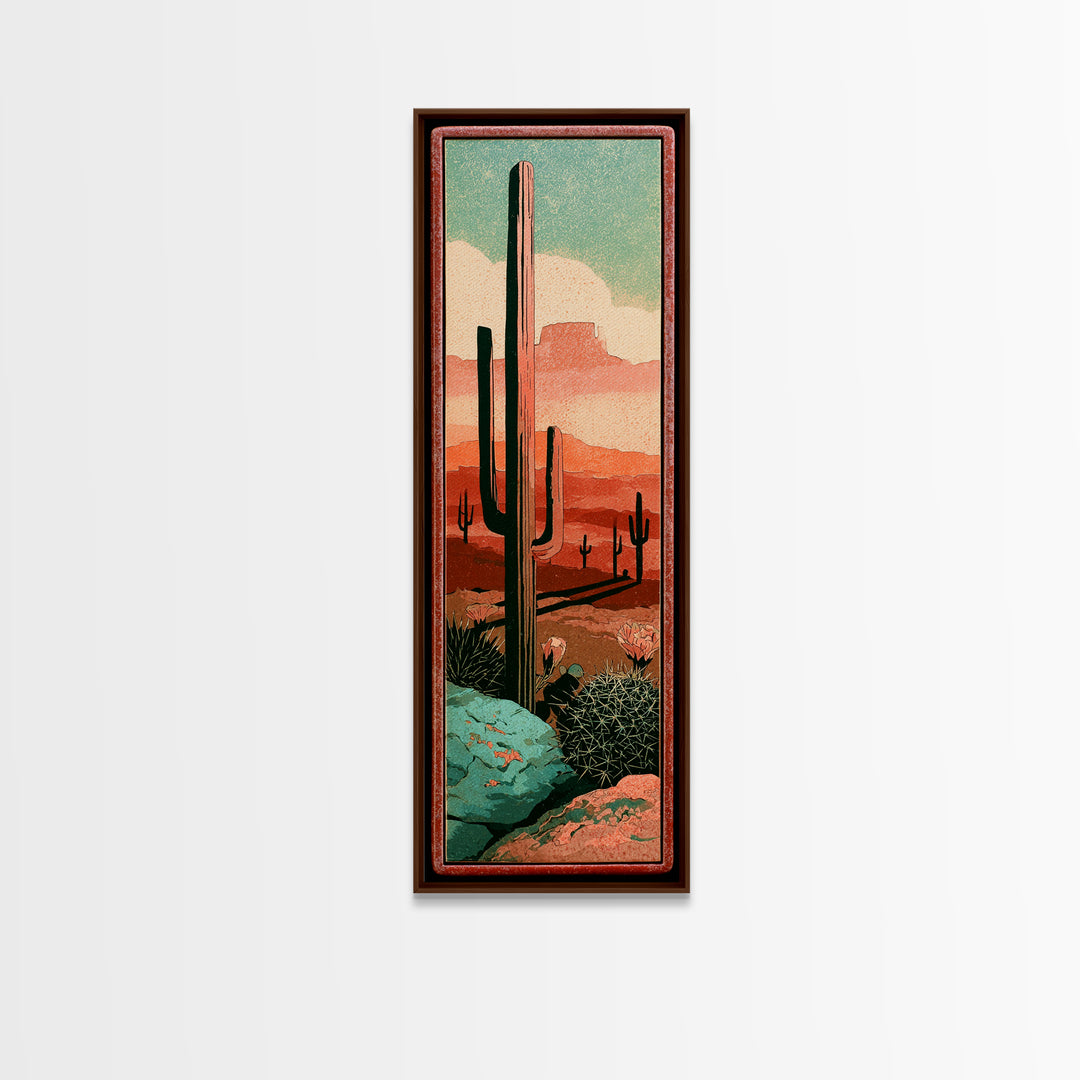 Cactus Botanical Plate Framed Canvas Print, Desert Art, Fine Art Print, Southwestern Decor, Fine Art, Desert, Digital Prints, DES-1x3-92