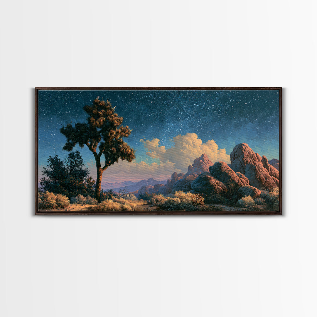Joshua Tree under Star Filled Night Canvas Print, Desert Art, Wall Decor, Southwestern Decor, Desert, Living Room Decor, DES-2x1-2
