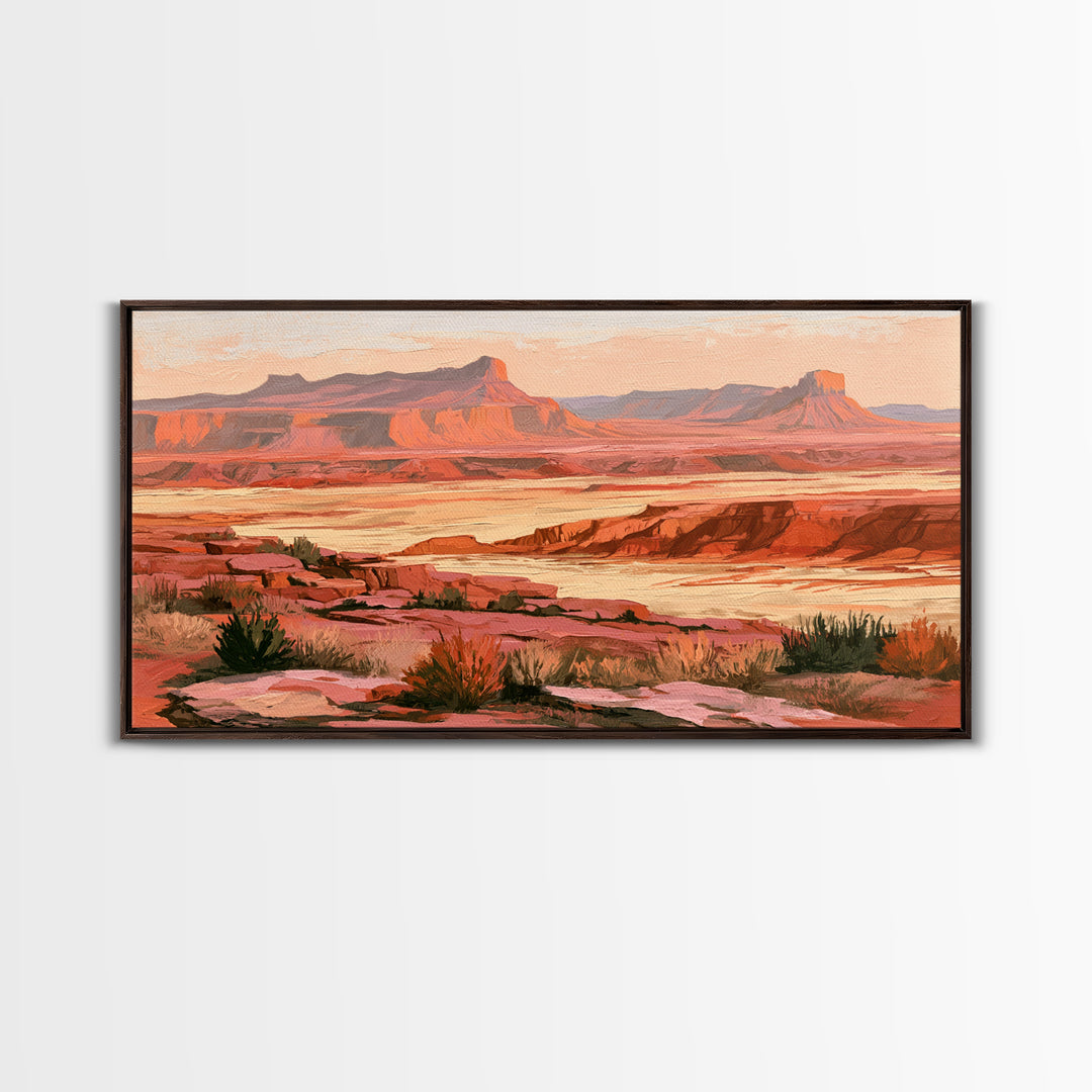 Abstract Mesa Landscape Framed Canvas Print, Desert Art, Original Art, Southwestern Decor, Fine Art, Desert, Landscape Wall Art, DES-2x1-23