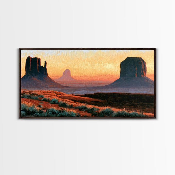 Monument Valley Silhouette Canvas Print, Desert Art, Bedroom Wall Art, Southwestern Decor, Fine Art, Desert, Fine Art Print, DES-2x1-53
