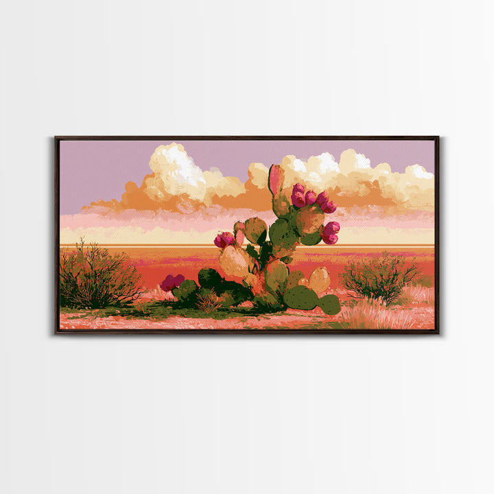 Prickly Pear Cactus Canvas Print, Desert Art, Bedroom Wall Art, Southwestern Decor, Fine Art, Desert, Fine Art Print, DES-2x1-63